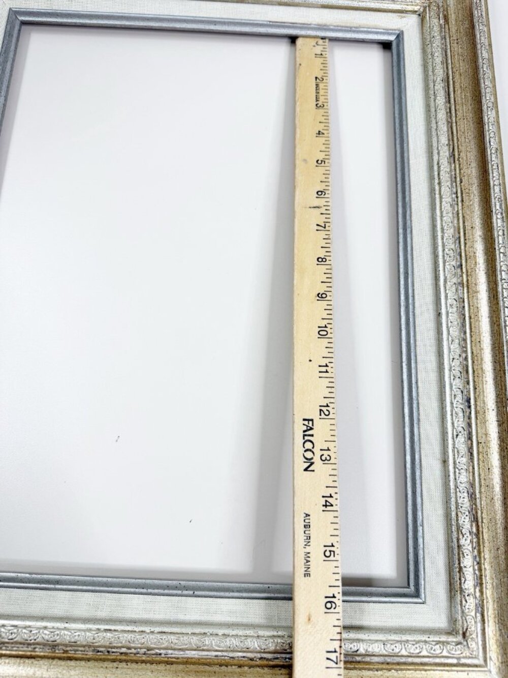 VTG Wood Silver Gold Gilded Linen Rectangle Frame 17x21.5 Fits 10.5x15.5 GUC - Picture 9 of 9